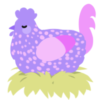 A lilac and lavender chicken with a speckle pattern