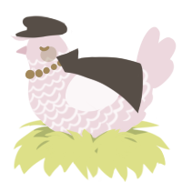A rose chicken with a lace pattern
