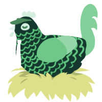 Clover, a rose and fuchsia chicken with a lace pattern