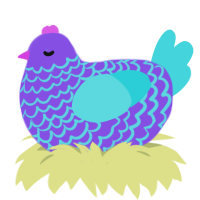 (unnamed), a blurple and aqua chicken with a lace pattern