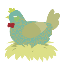 A red and overcast chicken with a double-lace pattern