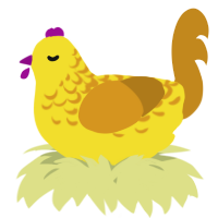A yellow and ochre chicken with a half-lace pattern