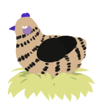 A beige and black chicken with a bar pattern