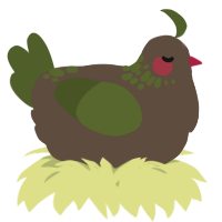A bark and olive chicken with a neck-speckle pattern
