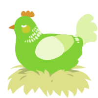 A grass and apple chicken with a neck-band pattern