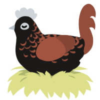 Toil, a sable and russet chicken with a half-lace pattern