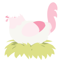 A white and rose chicken with a head pattern