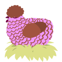 A lavender and russet chicken with a lace pattern