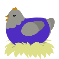 A indigo and ash chicken with a head pattern
