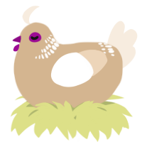 A beige and cream chicken with a neck-band pattern