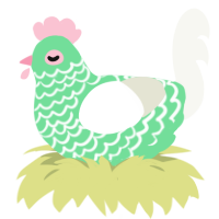 A spring and white chicken with a lace pattern