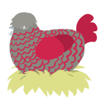 A ash and crimson chicken with a lace pattern
