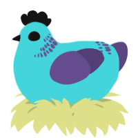 A aqua and overcast chicken with a neck-band pattern