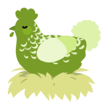 A chartreuse and apple chicken with a half-lace pattern