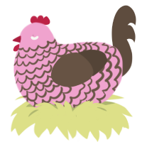 A pink and bark chicken with a lace pattern