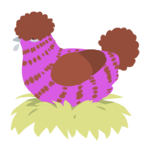 A orchid and russet chicken with a bar pattern