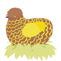 A brown and yellow chicken with a lace pattern