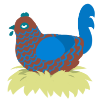 A russet and sapphire chicken with a lace pattern