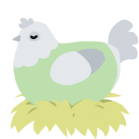 A gluppy and mist chicken with a head pattern