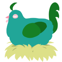 A turquoise and leaf chicken