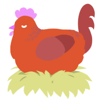 A vermilion and red chicken with a neck-band pattern