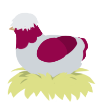 VEST, a mist and maroon chicken with a head pattern