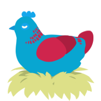 A cerulean and crimson chicken with a neck-band pattern