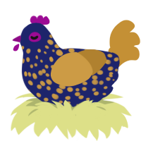 (unnamed), a navy and gold chicken with a speckle pattern