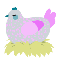 A mist and lavender chicken with a speckle pattern