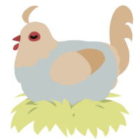 A silver and beige chicken with a head pattern
