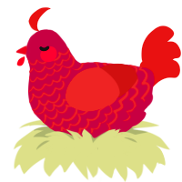 F2, a maroon and red chicken with a lace pattern