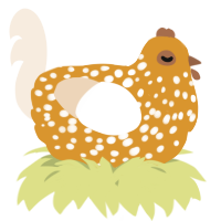 A orange and cream chicken with a speckle pattern