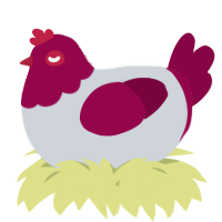 A mist and maroon chicken with a head pattern