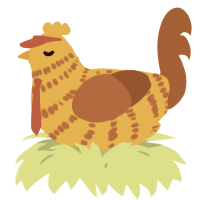 A orange and russet chicken with a bar pattern