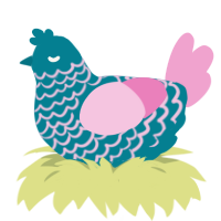 A sea and pink chicken with a lace pattern