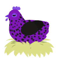 A violet and sable chicken with a speckle pattern
