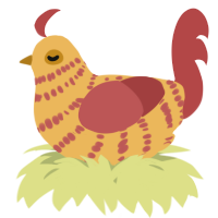A honey and red chicken with a bar pattern