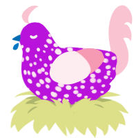A amethyst and rose chicken with a speckle pattern