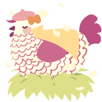 A white and amethyst chicken with a lace pattern