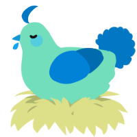 A mint and sapphire chicken