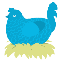 A cerulean chicken with a lace pattern