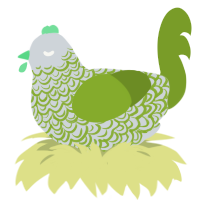 asphalt grass, a mist and chartreuse chicken with a double-lace pattern