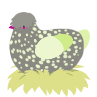 spotted shroom, a ash and apple chicken with a speckle pattern