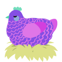 A blurple and orchid chicken with a lace pattern