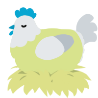A lemon and mist chicken with a head pattern