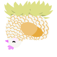 A white and honey chicken with a lace pattern