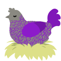Whisper, a ash and violet chicken with a double-lace pattern