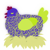 A indigo and lime chicken with a double-lace pattern