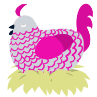 A mist and fuchsia chicken with a lace pattern