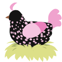 (unnamed), a black and pink chicken with a speckle pattern